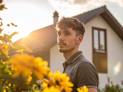 Jemand steht vor seinem Haus und fragt sich, was die neuen Verordnungen für ihn bedeuten.